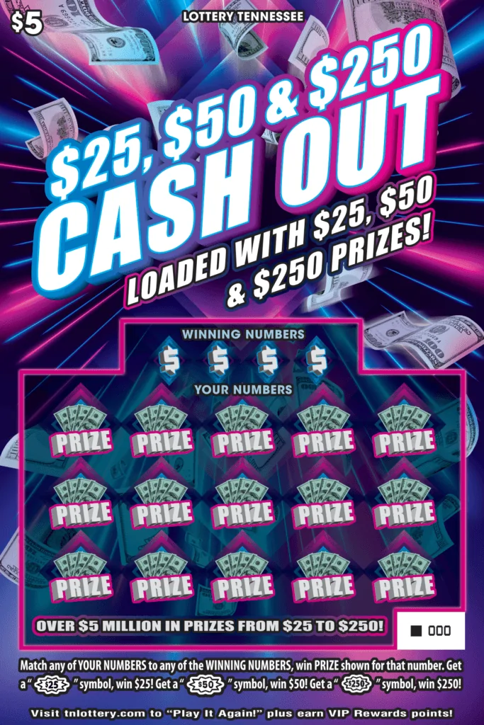 $25, $50 & $250 Cash Out - Tennessee Lottery Scratch-Off Ticket
